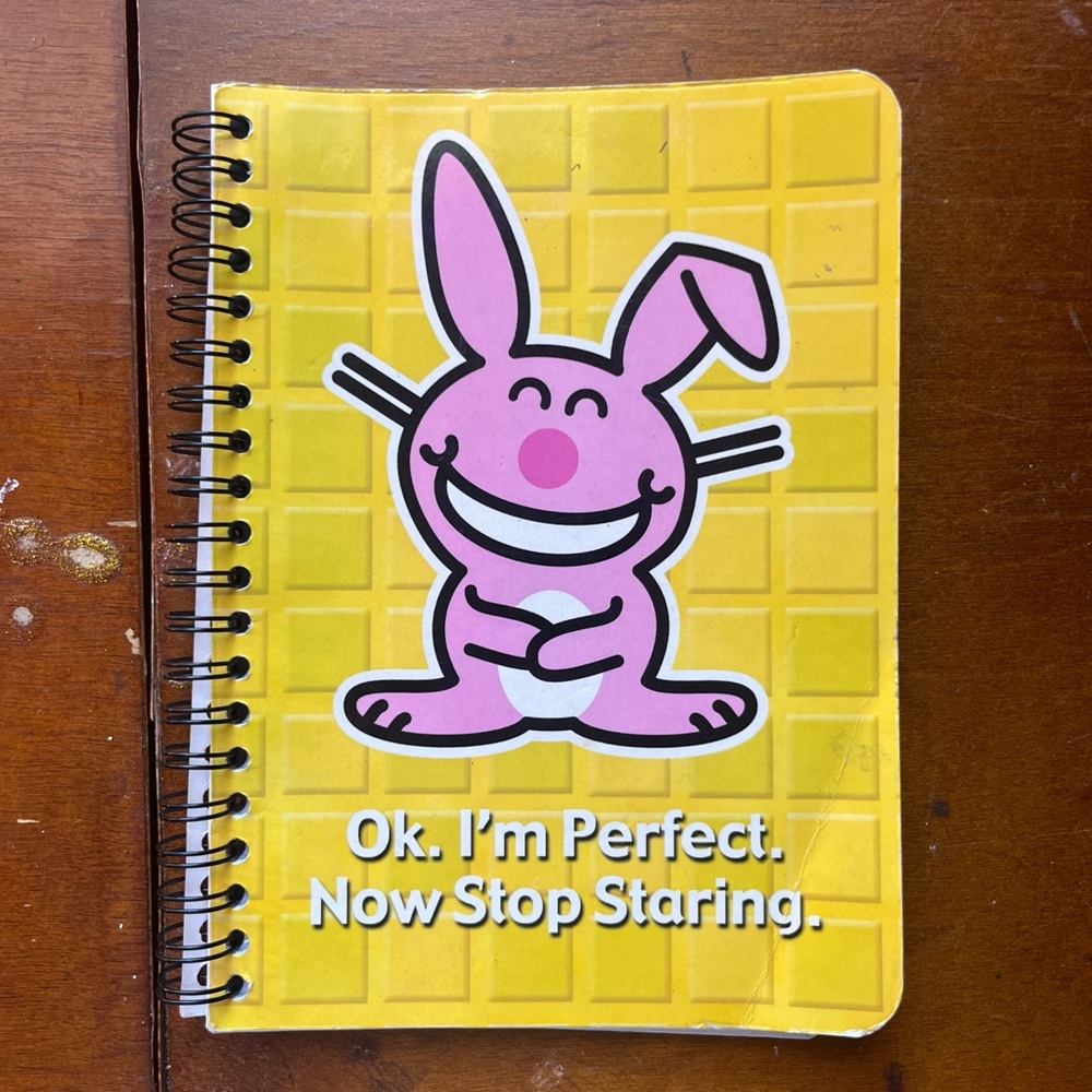 Small yellow happy bunny notebook